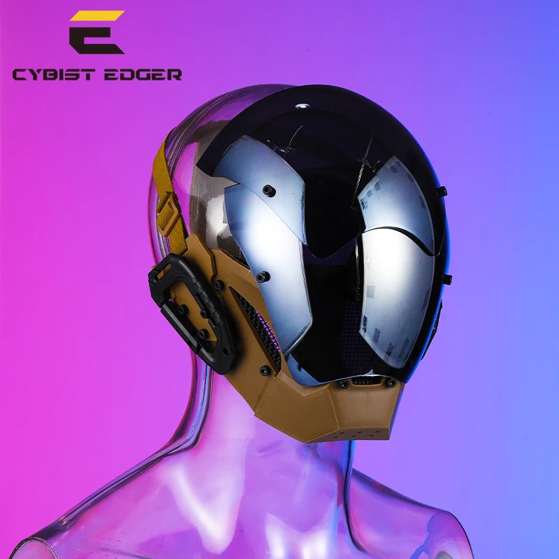 Silver Cyberpunk Mask Cosplay Helmet for Night City Festival, Sci-Fi Party Costume Accessory, DJ Rave Face Shield Gift for Adults