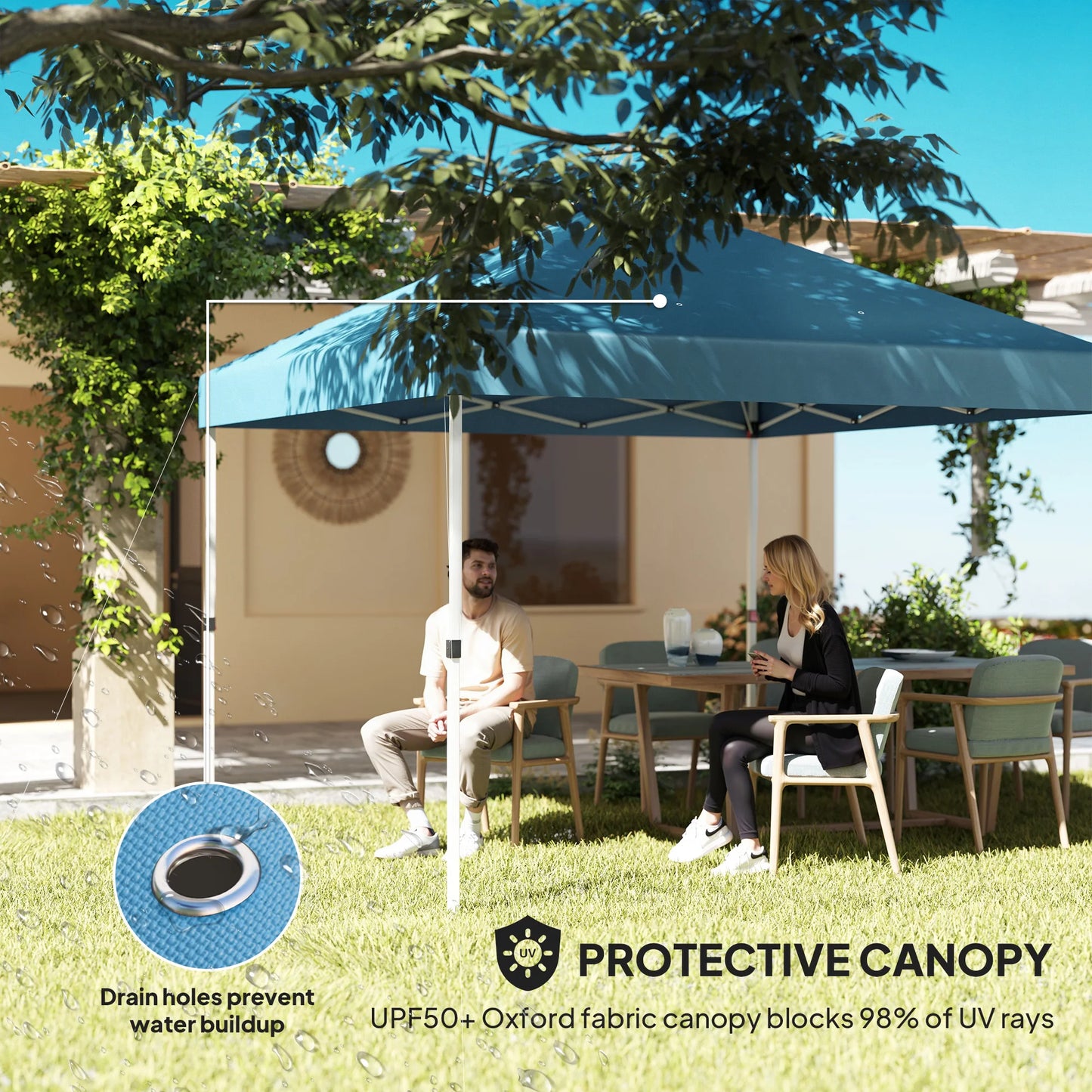 10' X 10' Pop up Canopy Tent with 2 Half Sidewalls, Sea Blue