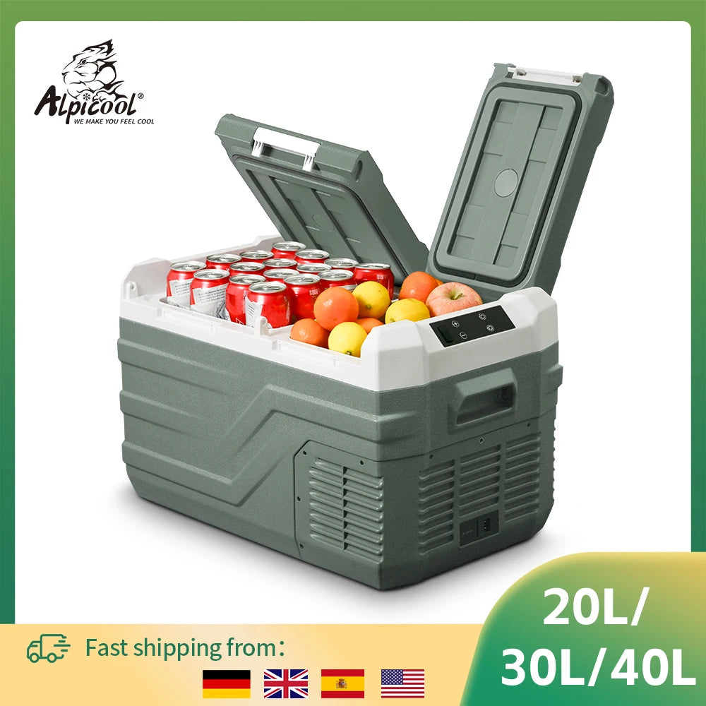 Alpicool NLS 20L 30L 40L Car Refrigerator Mini Fridge Freezer 12V Portable Compressor Cooler 12/24V DC 100-240V AC for Camping