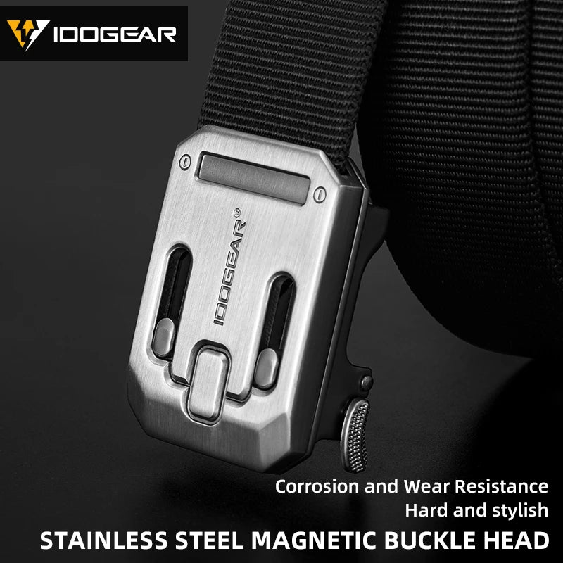 IDOGEAR Men's Ratchet Belt 1.5" Heavy Duty No Holes Slide Buckle Tactical Style Casual for Jeans Work Outdoor 3446