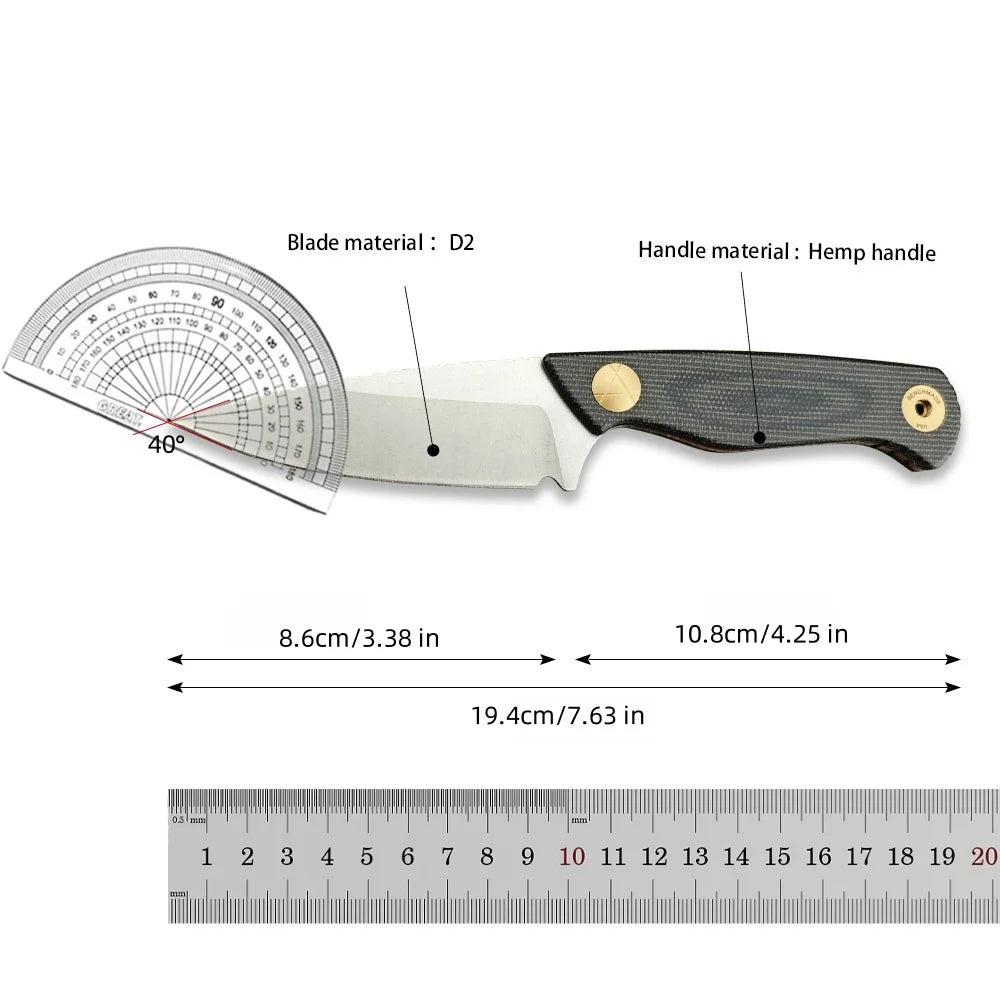 Flax handle + CPM-MagnaCut,EDC tactical fixed blade. Essential outdoor tool,great for gifts or collection.Shipped from the US