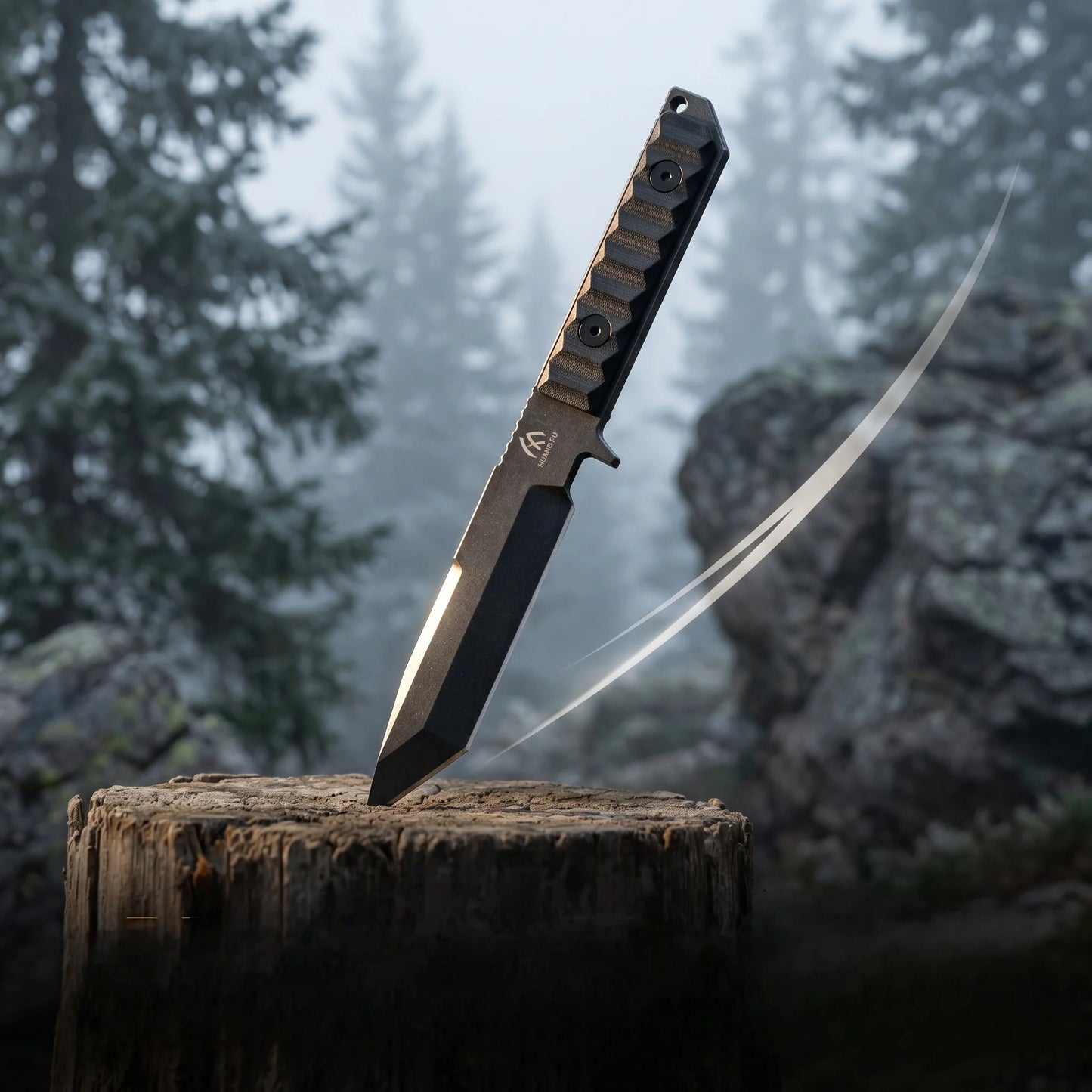 Outdoor Multifunctional Outdoor Homework Straight Knife Thickened Stainless Steel Integrated Molding Outdoor Camping Storage