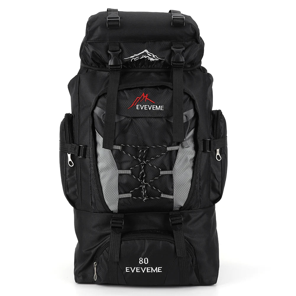 Waterproof 80L Large Capacity Mountain Climbing Backpack Canvas Trekking Camping Fishing Hiking Adjustable Strap OutdoorRucksack