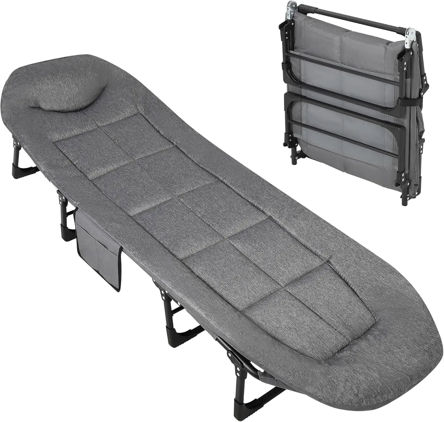 75'' Lightweight Camping Tent Cot with Cushion Pillow Portable Folding Bed for Sleeping Patio Beach Pool Indoor Outdoor Bedchair