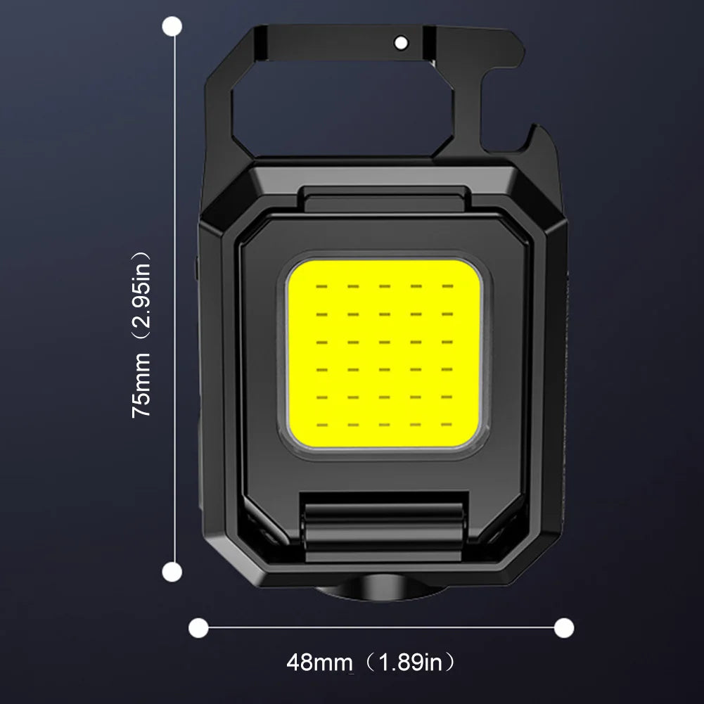 Pocket Flashlight 1000LM COB LED Emergency Lamp 800mAh Type-C USB Rechargeable IPX4 Waterproof for Outdoor Camping Hiking