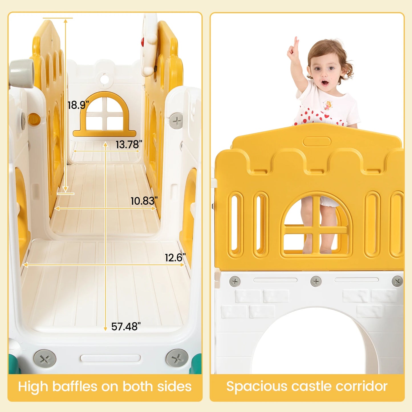 8 in 1 Toddler Slide Indoor Playground, Indoor Slide Toddler Playset for Toddlers  Kids Outdoor Playground with Basketball Hoop,