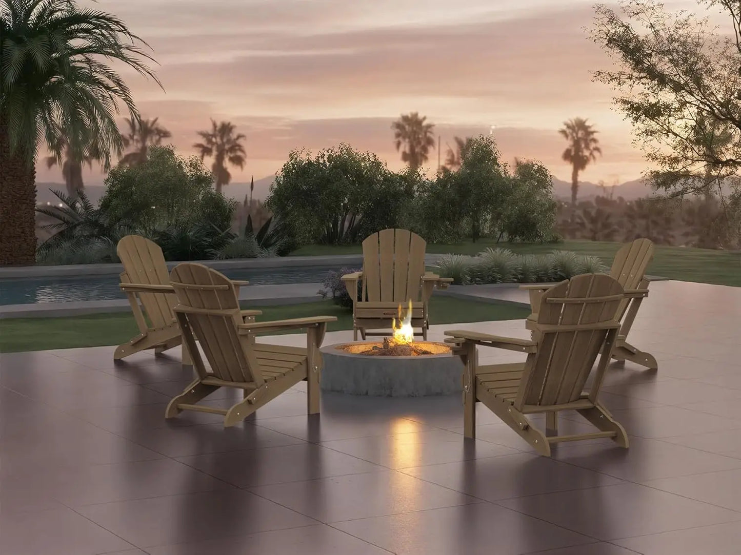 Folding Adirondack Chairs Set of 4, Patio Adirondack Chair Weather Resistant, Plastic Fire Pit Chair with Cup, Customized
