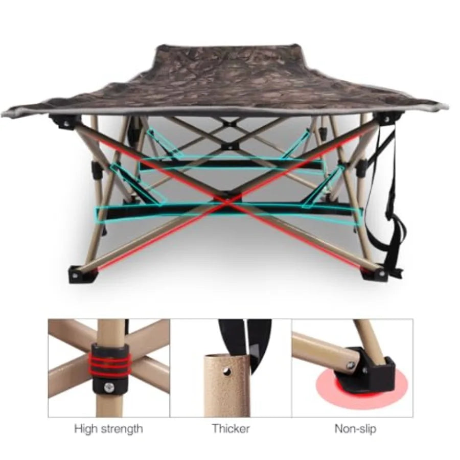 2-Pack Folding Camping Cots for Adults with Mattress Pad Heavy Duty Sleeping Cots Soft Comfortable for Outdoor Camping Indoor