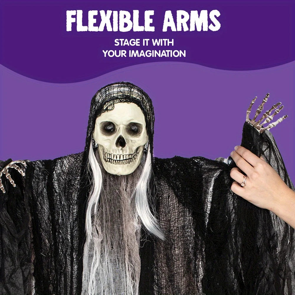 3 Pack Hanging Halloween Skeleton Ghosts Decorations, Grim Reapers for Best Halloween Outdoor Decorations