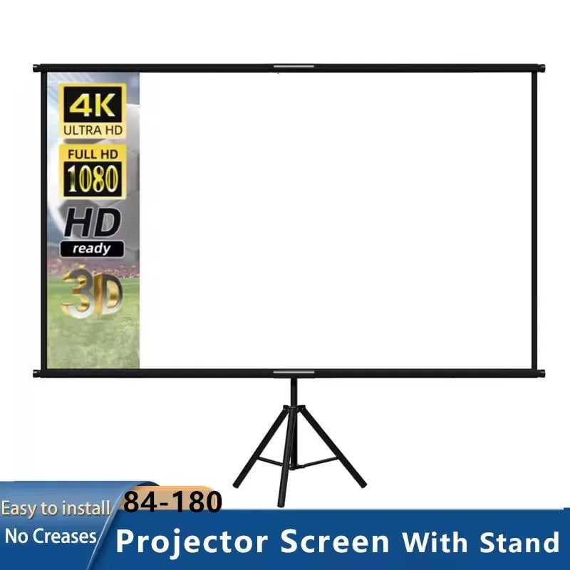 Projector Screen with Single Bracket-4K HD 16:9 Indoor/Outdoor Can Be Used for Theater/Office Backyard Party Theater Screen