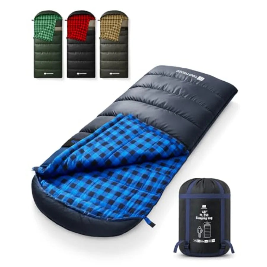 Cotton Flannel XXL Sleeping Bags for Adults Cold Weather Camping Sleeping Bag for Adults Teens with Compression SackCamping Gea