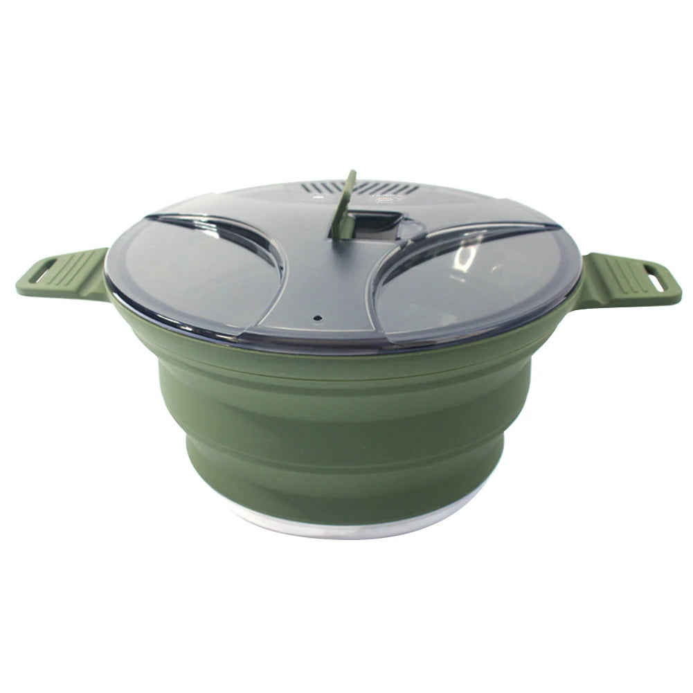 Foldable Portable Camping Cook Pot Saving Space Camping Cookware Pot with Handle for Outdoor Fishing for Picnic Travel Tableware