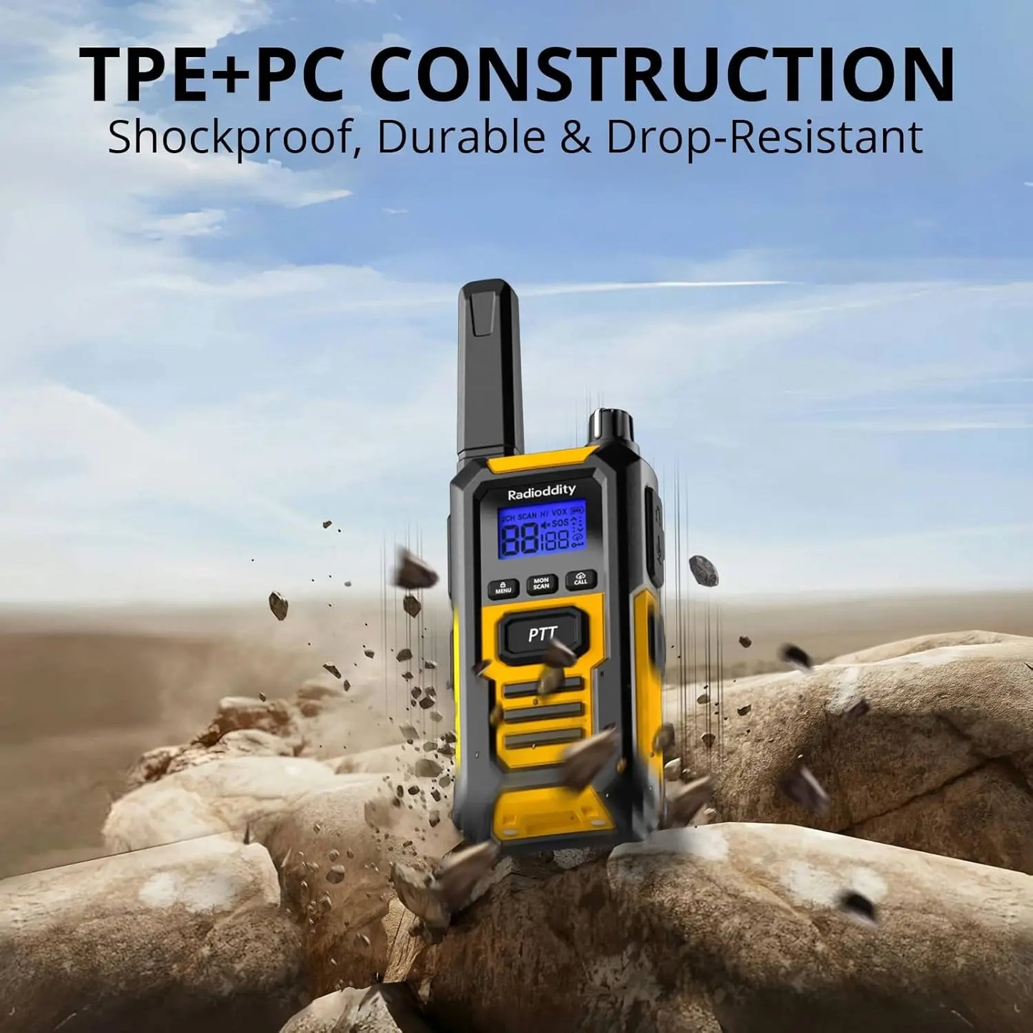 Waterproof Floating Walkie Talkies, Long Range Two-Way Radio with 2400mAh Battery, SOS Alert, for Outdoor Use, 4 Packs