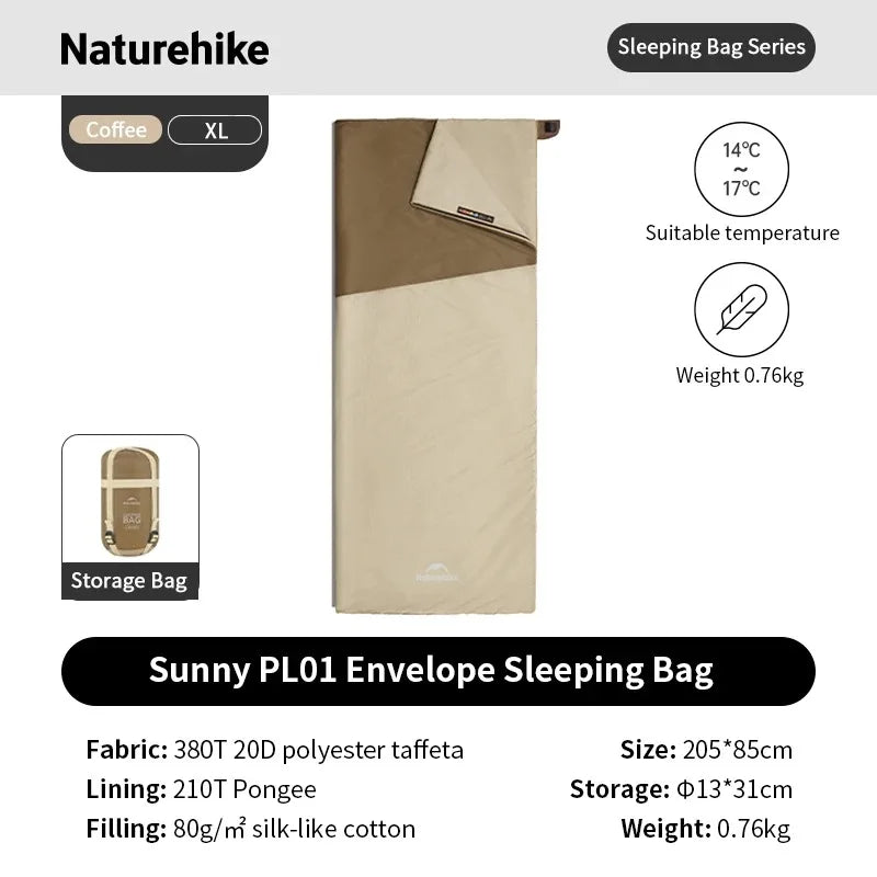 Naturehike Lightweight Compact Sleeping Bag Outdoor Camping Ultralight Envelope Sleeping Bag Portable Blanket Quilt with Compression Sack