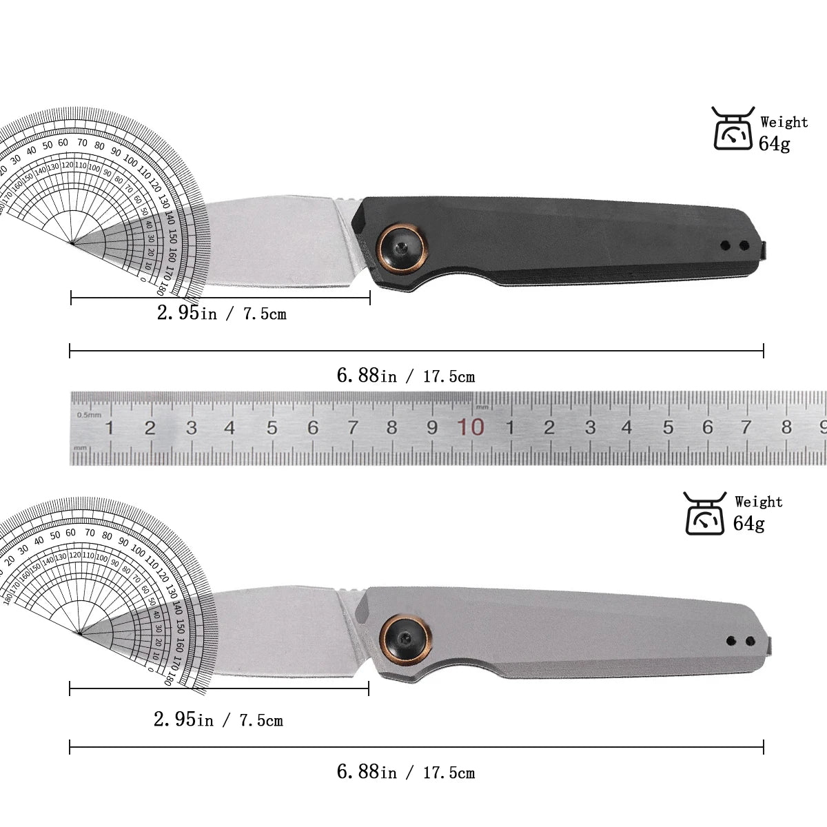 3-inch Folding Pocket Knife CPM-154 Steel Blade Aluminum Handle with Pocket Clip for Outdoor Camping And Everyday Carry