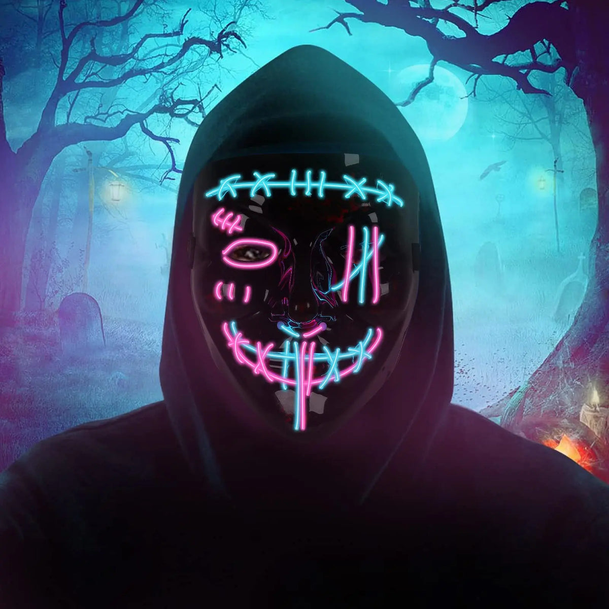 3 PACK Halloween Scary Mask LED Mask LED Purge Mask LED Light Up Mask for Halloween Costume