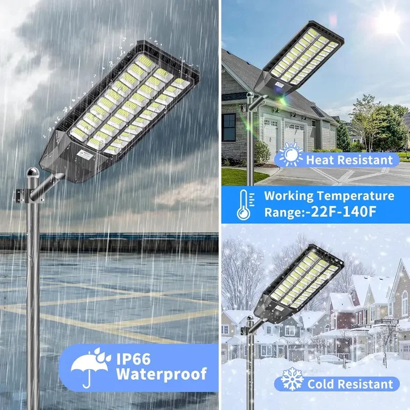 Solar Security Light Outdoor, Solar Street Light with Motion Sensor, Dusk to Dawn Auto Lighting, IP66 Waterproof LED Solar Powered Light for Yard Garden Driveway Porch Area Lighting,