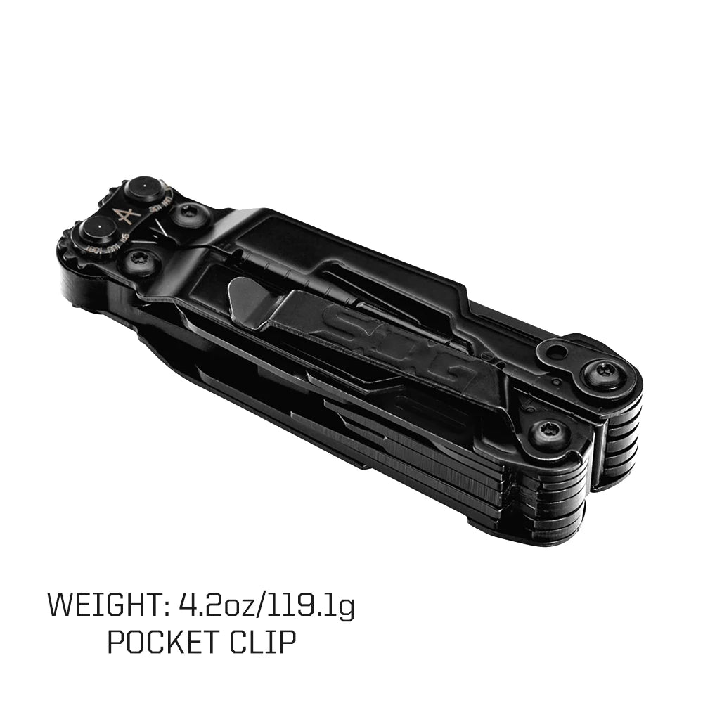 SOG 18 in 1 PowerPint Mini Multi-tool Stainless Steel Pocket EDC Multifunctional Pliers with Folding Knife Screwdrivers Scissors For Survival Fishing Hiking Cycling Travel DIY Home Emergency Repair Portable Camping Tools and