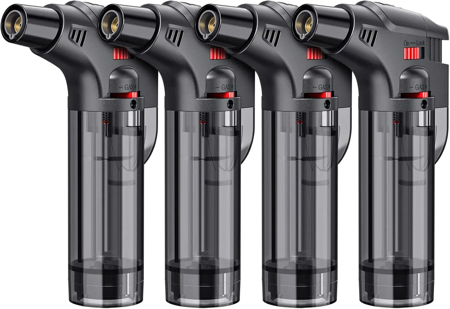 Windproof Refillable Torch Lighters, 4-Pack for Candles, Grills & Camping, Safe & Durable