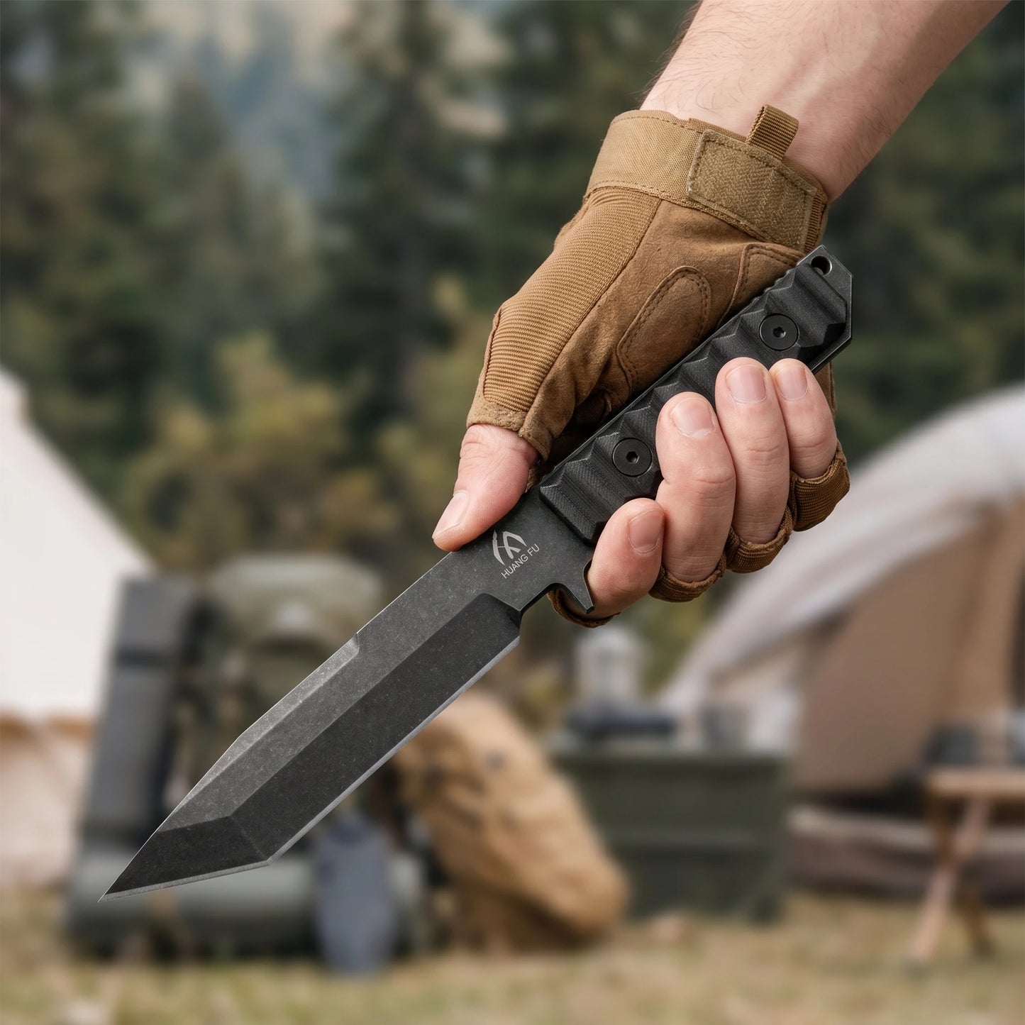 Outdoor Multifunctional Outdoor Homework Straight Knife Thickened Stainless Steel Integrated Molding Outdoor Camping Storage