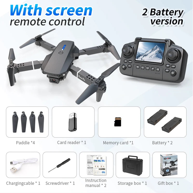 ZNLYRION Foldable FPV Drone with Screen Remote 480P Dual Camera Altitude Hold Headless Model LED Night Light