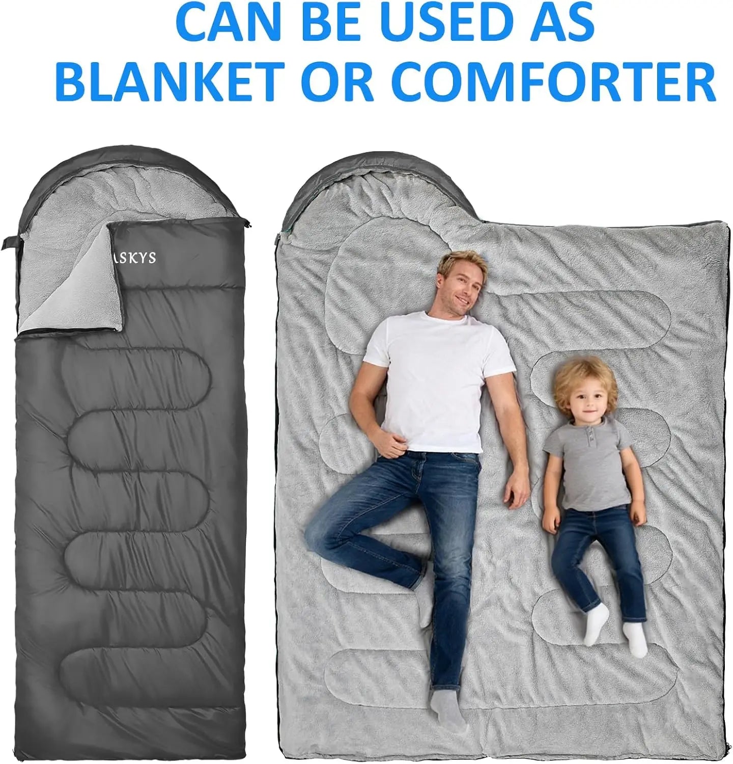 Lightweight Waterproof 3-Season Camping Sleeping Bag for Adults and Kids - Warm & Cool Weather Use for Spring, Summer, Fall - Outdoor Camping Gear, Traveling, and Adventures
