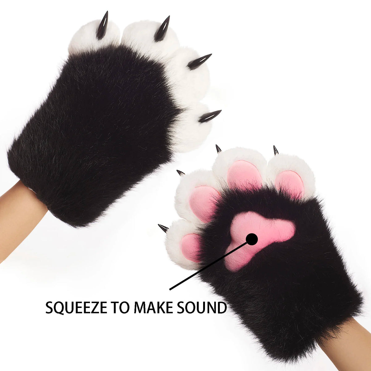 Furry Cat Gloves With Claws Cosplay Therian Fursuit Paws Costume Accessories