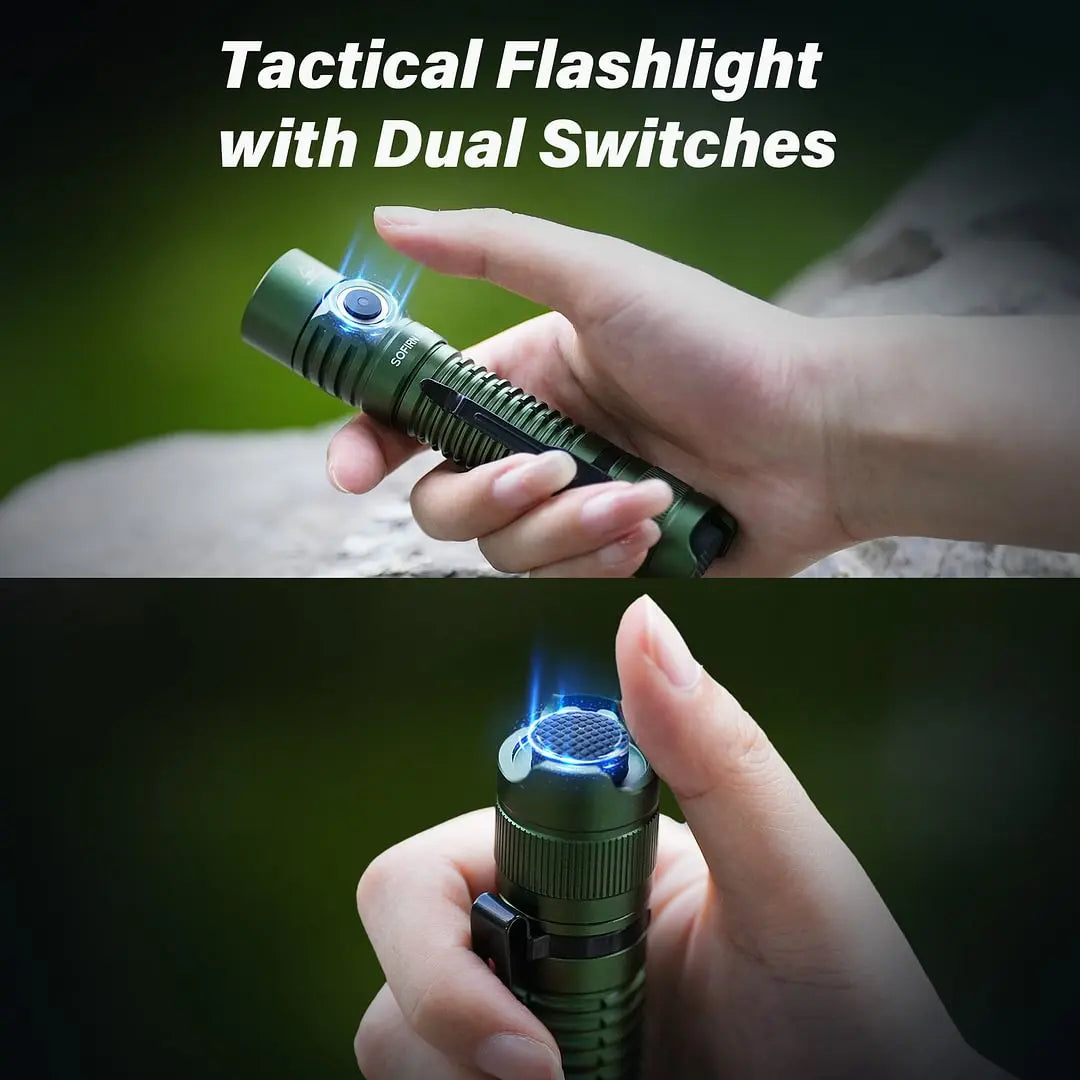 Powerful Tactical Flashlight SST40/519A 2000lm 18650 LED Torch USB C Rechargeable Light Lamp with Dual Switch
