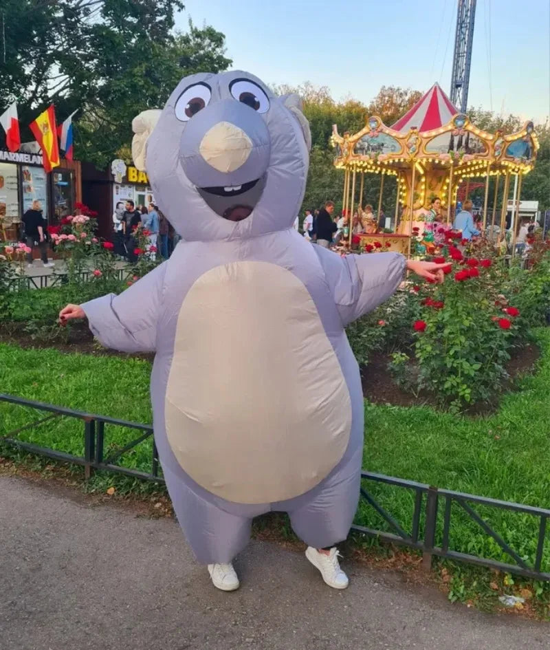 Party Gray Mouse Inflatable Cartoon Gray Mouse Costume Funny Animal Dress Halloween Carnival Cosplay Party Inflatable Dress Up