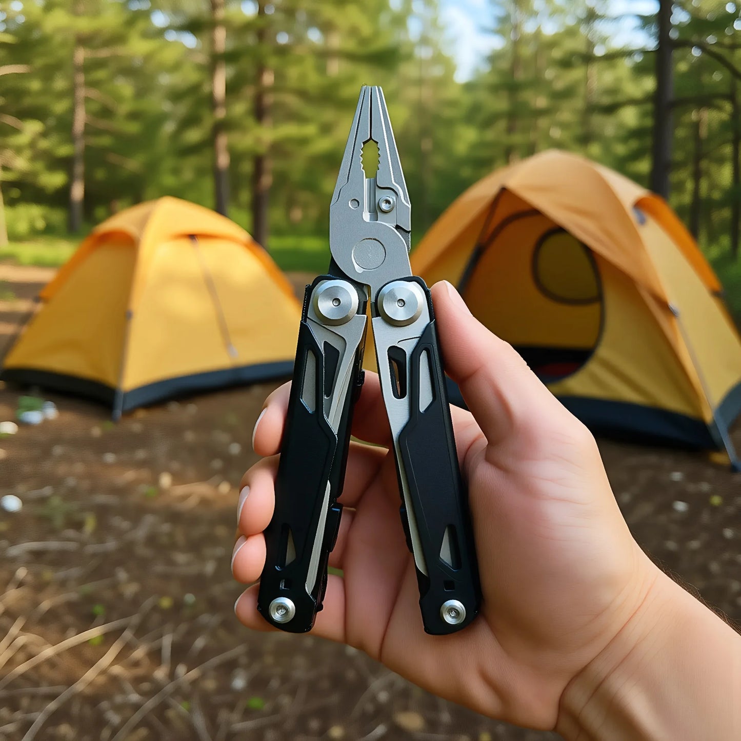 27 in 1 Multitool Pliers - Stainless Steel Survival Tool with Screwdriver/Saw/Spring Scissors for Camping, Fishing, Hiking (Nylon)