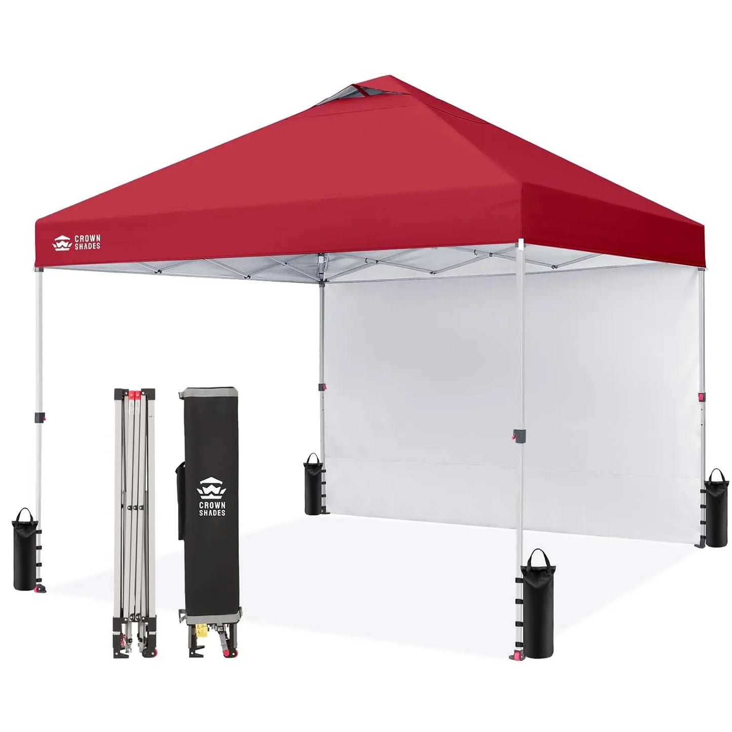 10x10 Pop Up Canopy with 1 Side Wall - Beach Tent with One Push Setup - Outdoor Sun Shade for Events, Parties,, Customized