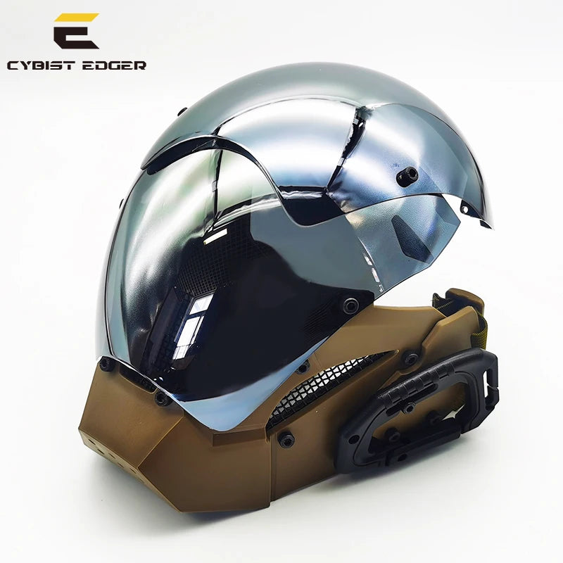 Silver Cyberpunk Mask Cosplay Helmet for Night City Festival, Sci-Fi Party Costume Accessory, DJ Rave Face Shield Gift for Adults