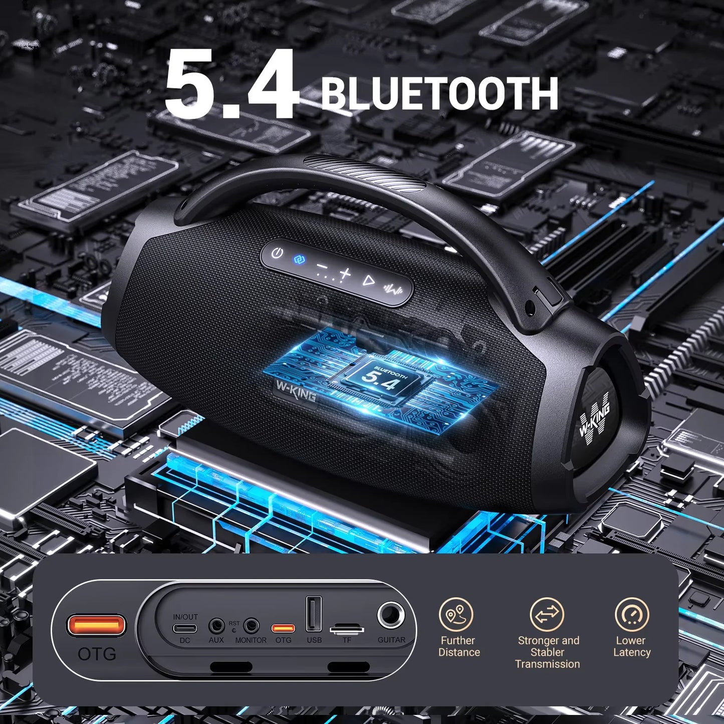 W-KING X20S 180W RMS Portable Bluetooth Speakers,Massive Bass Party Boombox IPX7 Waterproof Speaker Large, Loud Outdoor Speaker