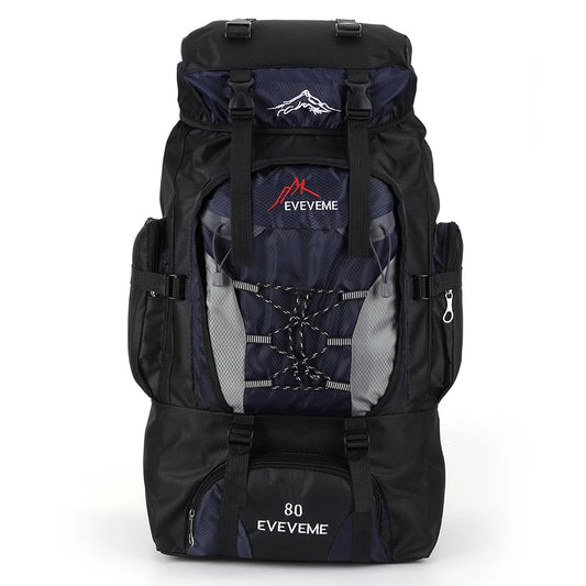 Waterproof 80L Large Capacity Mountain Climbing Backpack Canvas Trekking Camping Fishing Hiking Adjustable Strap OutdoorRucksack