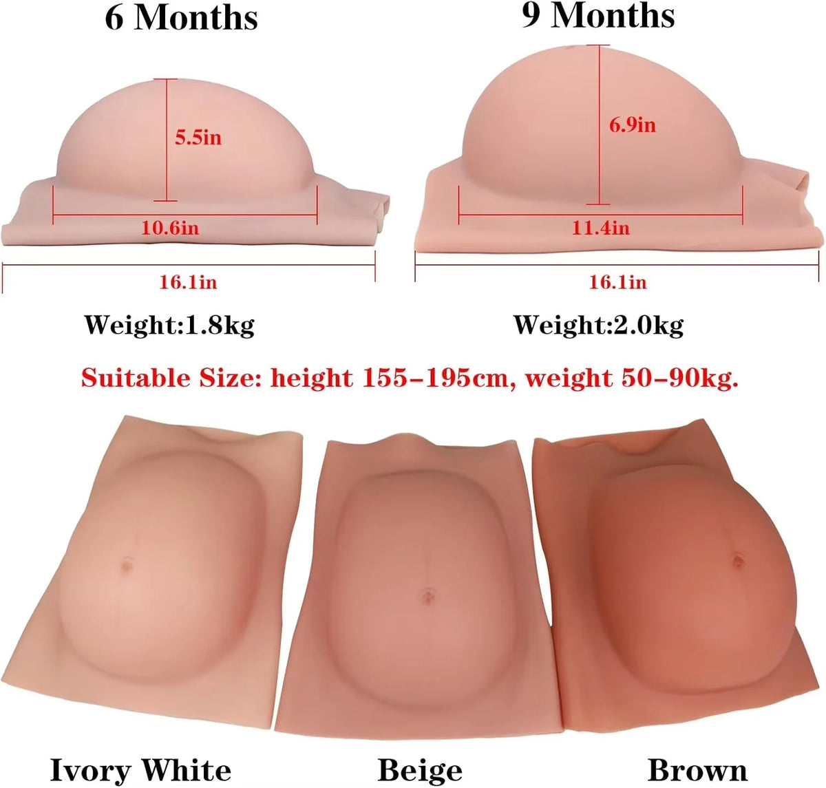 Silicone Pregnant Belly Artificial Fake Pregnant Belly for Maternity Cosplay  Pregnant Fake Silicone Artificial Belly for Cross Dressing Actor Model Women Jelly Tummy 6/9 Months  Jelly Belly