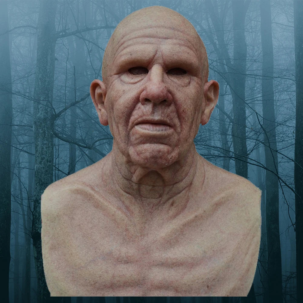 Halloween Human Wrinkle Mask Latex Old Man Horror Wrinkle Face Masks Simulation Thriller Atmosphere for Party Masquerade