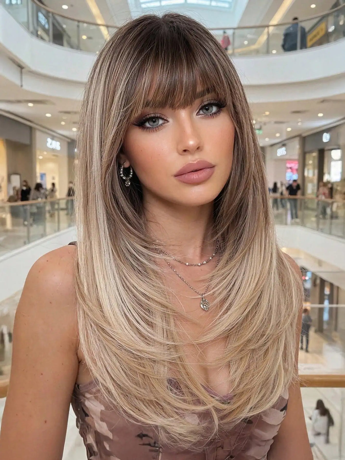 TopShe 18 inch Grey Wave Synthetic Wig Curly for Woman Shoulder Length Heat-Resistant Silver-Grey Hall Wig Layered Medium Length Shaggy Hair Wig Display Costume Party Daily Wear Natural Ash Grey Salt and Pepper Hairpiece Feat