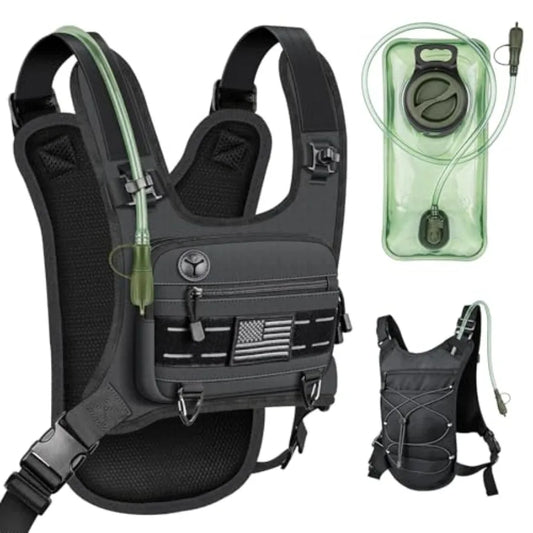 Running Vest with 2L Water Bladder Lightweight Chest Pack Hydration Backpack with Gear Holder Reflective Chest Rig for Men Women