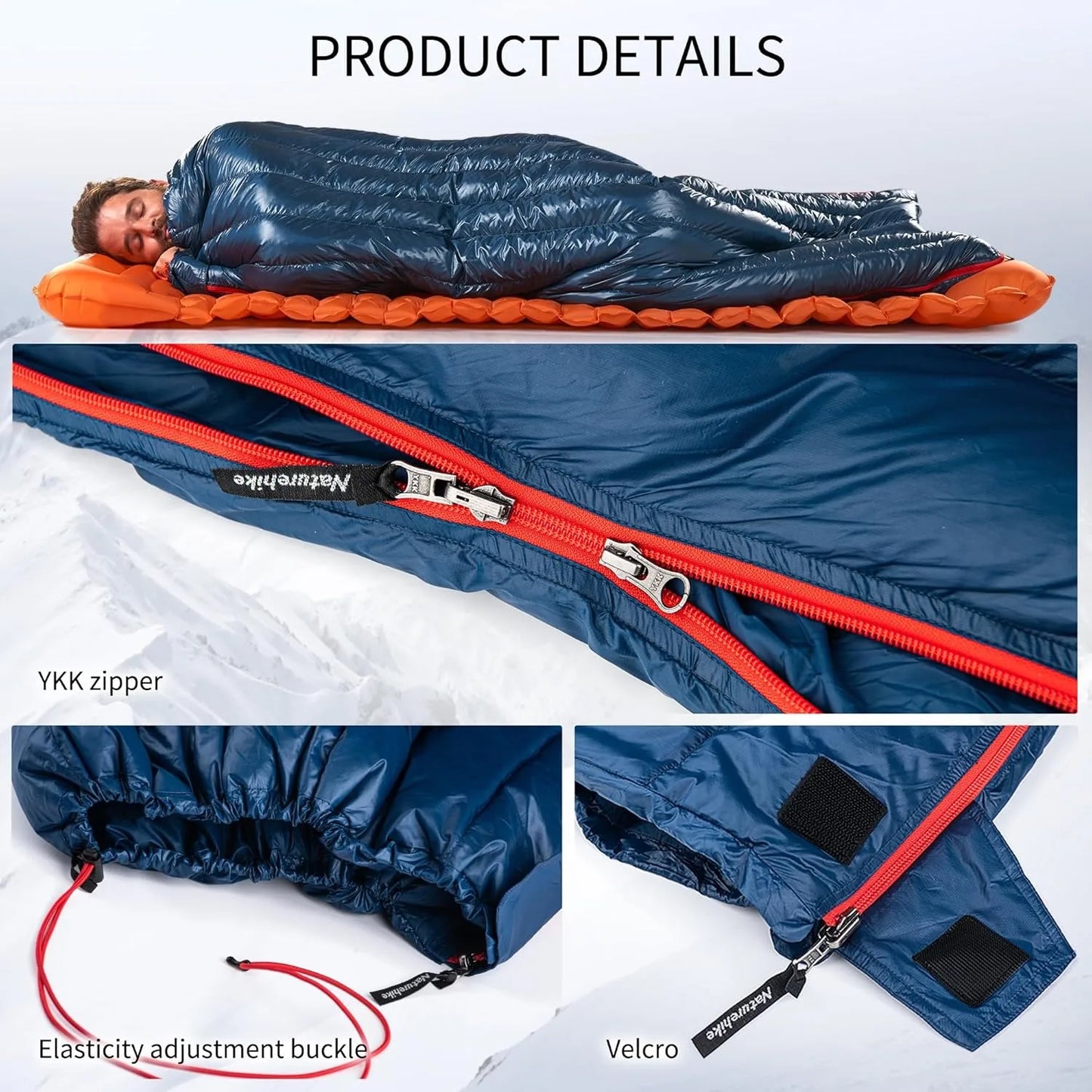 Naturehike Ultralight Backpacking Duck Down Sleeping Bag for Adults Warm Splicable Double Quilt 2 Person Sleeping Bags for Hiking Camping 3 Seasons