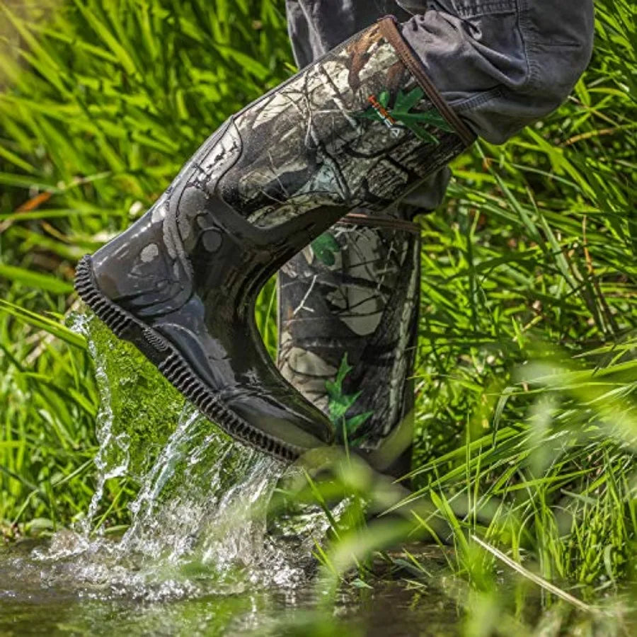 HISEA Men's Rain Boots, Waterproof Durable Insulated Rubber Boots for Men, 5 mm Neoprene Outdoor Mud Fishing Hunting Boots for