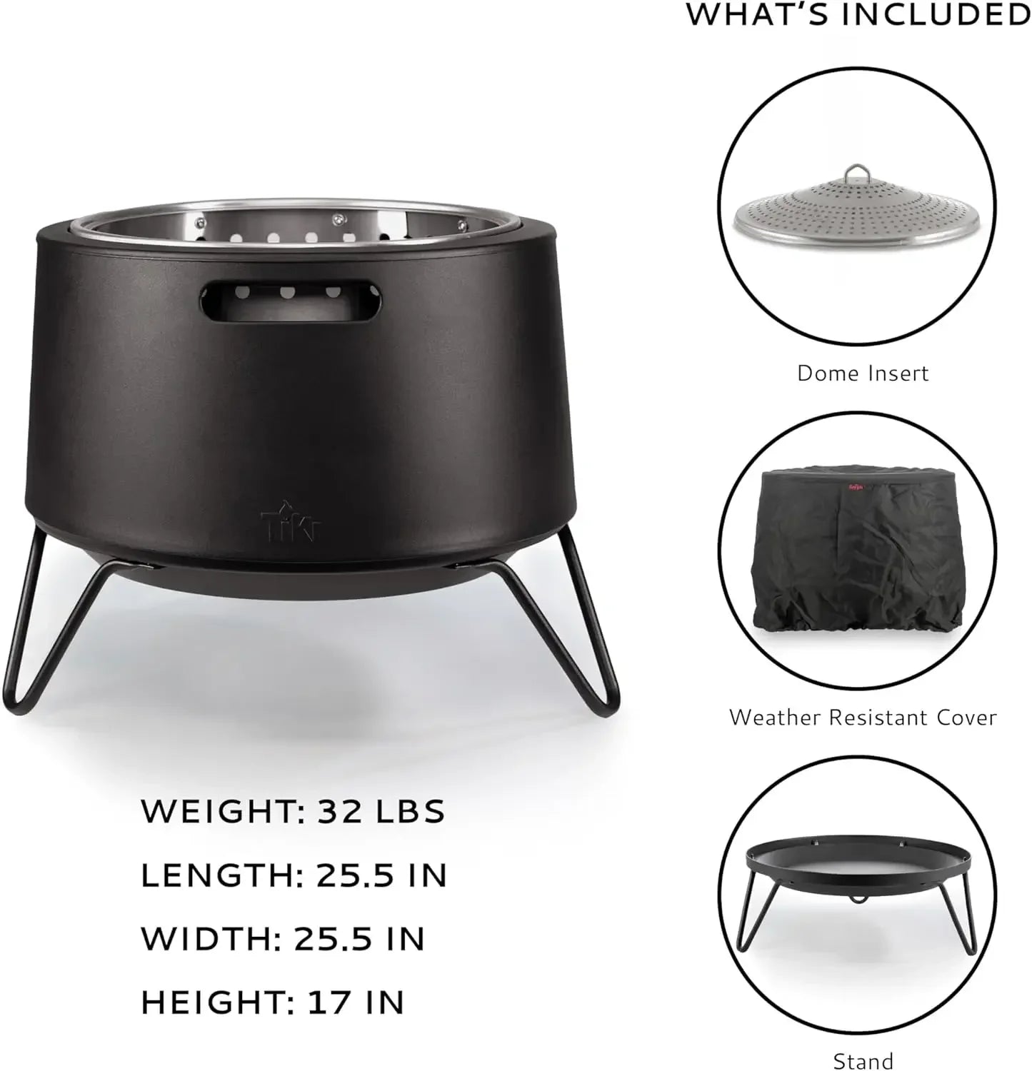Bestseller[Limited Time Offer!]20-Inch Smokeless Social Fire Pit, Portable Outdoor Fire Pit with Removable Ash Base, Stand & Clo