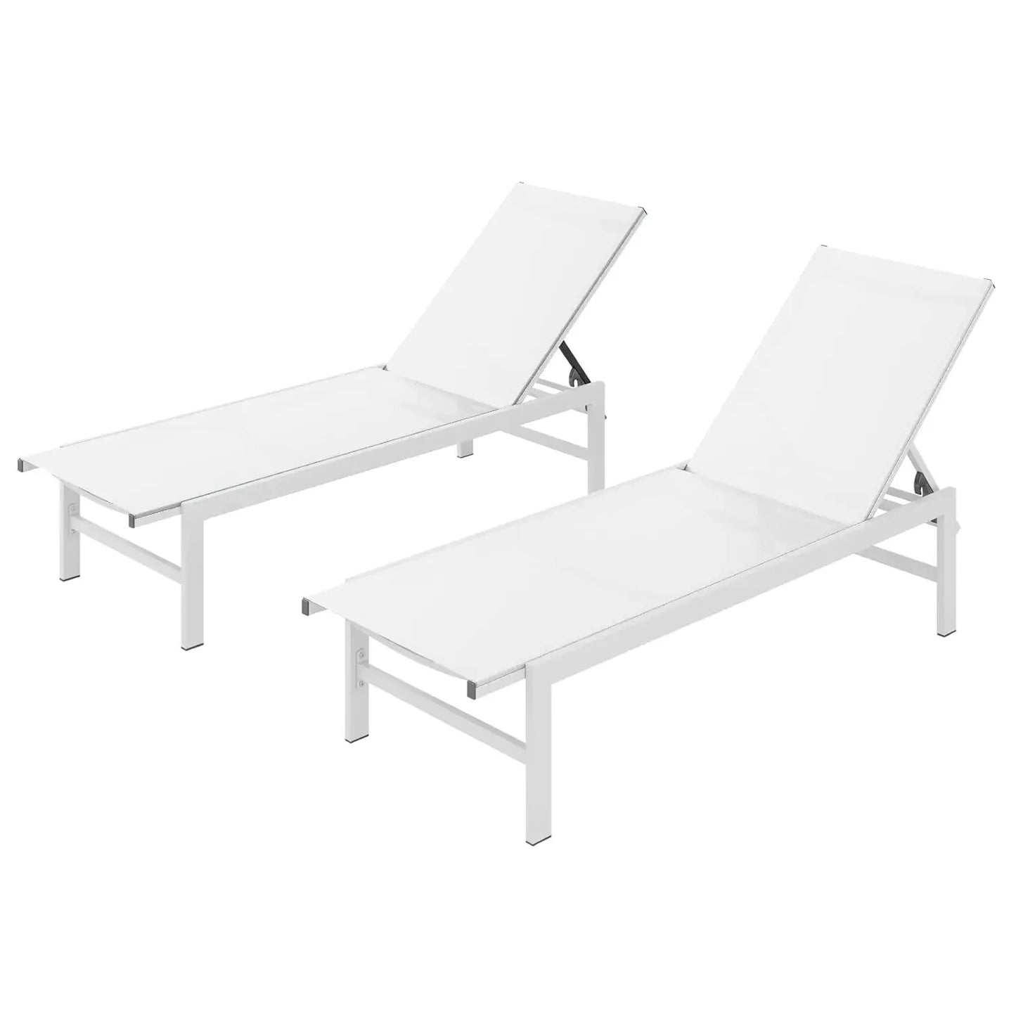 Set of 2 Outdoor Lounge Chairs Aluminum Patio Chaise Lounge with 5-Position Recliner, Pool Lounge Chairs, Customized