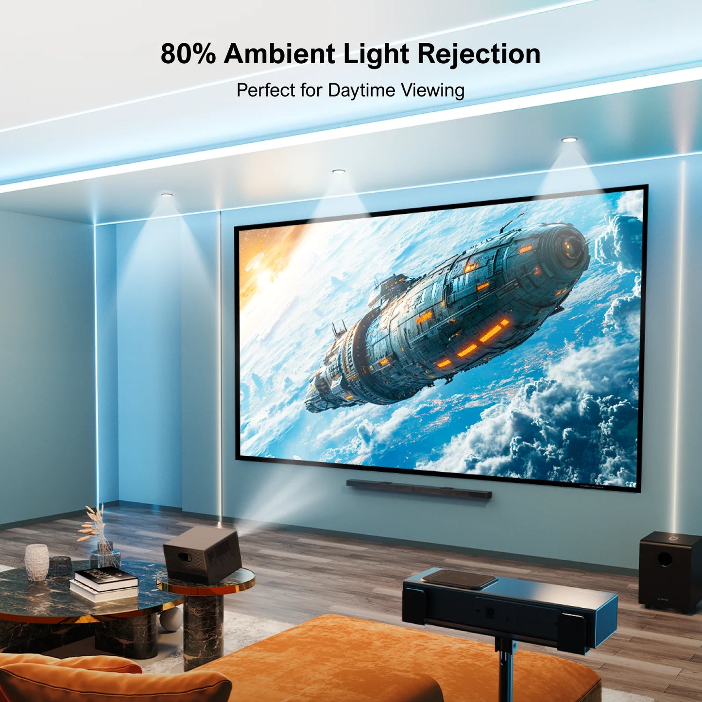 ULTIMEA E-ALR Projector Screen 100/120 Inch - 80% ALR, Gain Value 2.0 for Outdoor and Home Theater, 4K HD Foldable Silver Screen