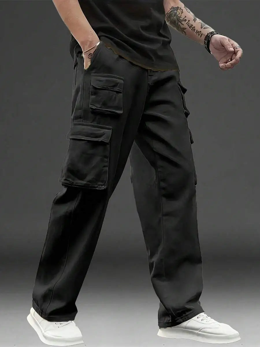 3pcs Men's Multi-Pocket Cargo Pants: Features A  Loose Fit And Durable Design, Making Them Versatile Casual Work Pants Perfect