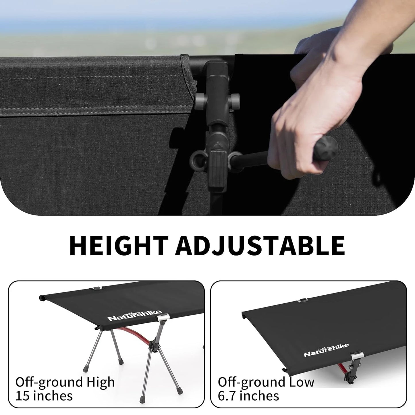Folding Camping Cot Height Adjustable Ultralight Backpacking Cot Portable Outdoor Travel Camping Bed Tent Bed
