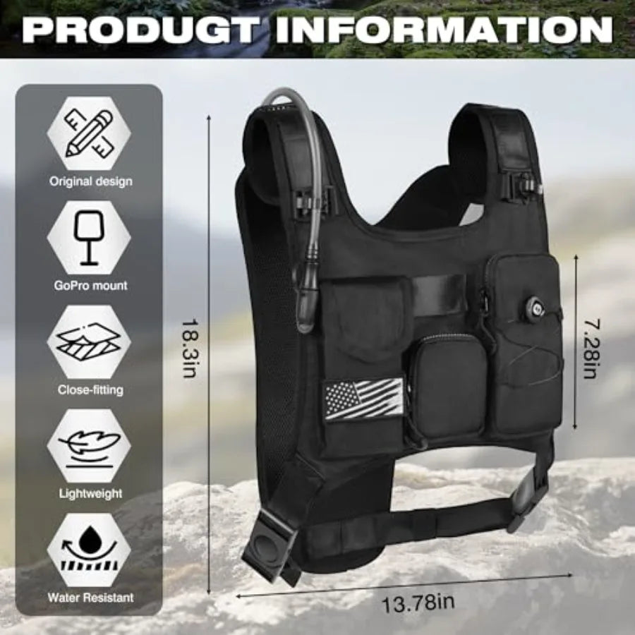 Hydration Backpack Vest Bag Lightweight Adjustable Pack with 2L Water Bladder Chest Bag for Hiking Cycling Hunting Climbing