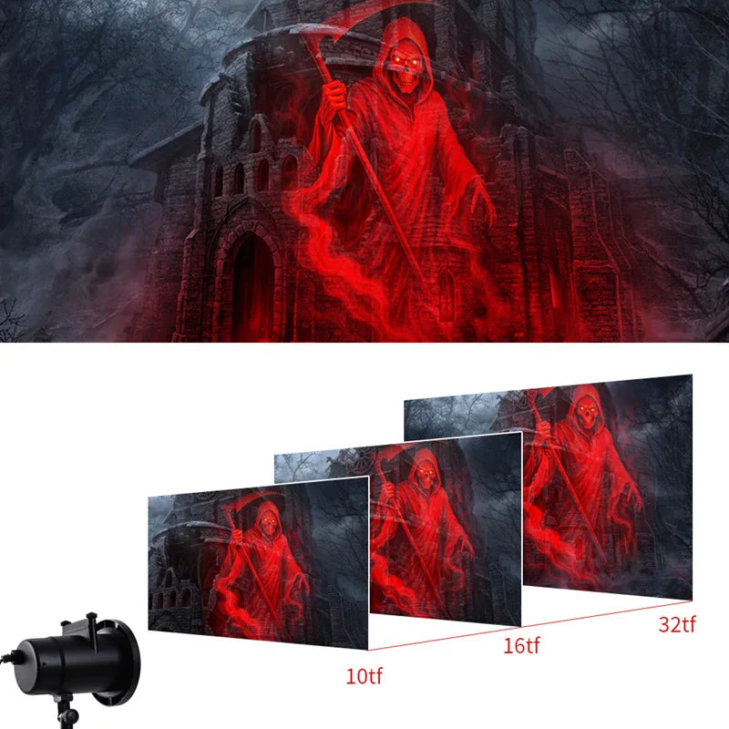 Halloween party decoration lights, special outdoor projection waterproof ghost decoration patio party festive lights + 10 cards