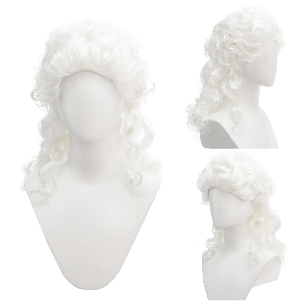 White High Quality Synthetic Fiber Heat Resistant Durable Curly Wig Baroque Court Style Big Curls Fluffy Voluminous Long Hair Adjustable Cap for Women Men Costume Cosplay Party Halloween Masquerade Theatre Stage Show Historic