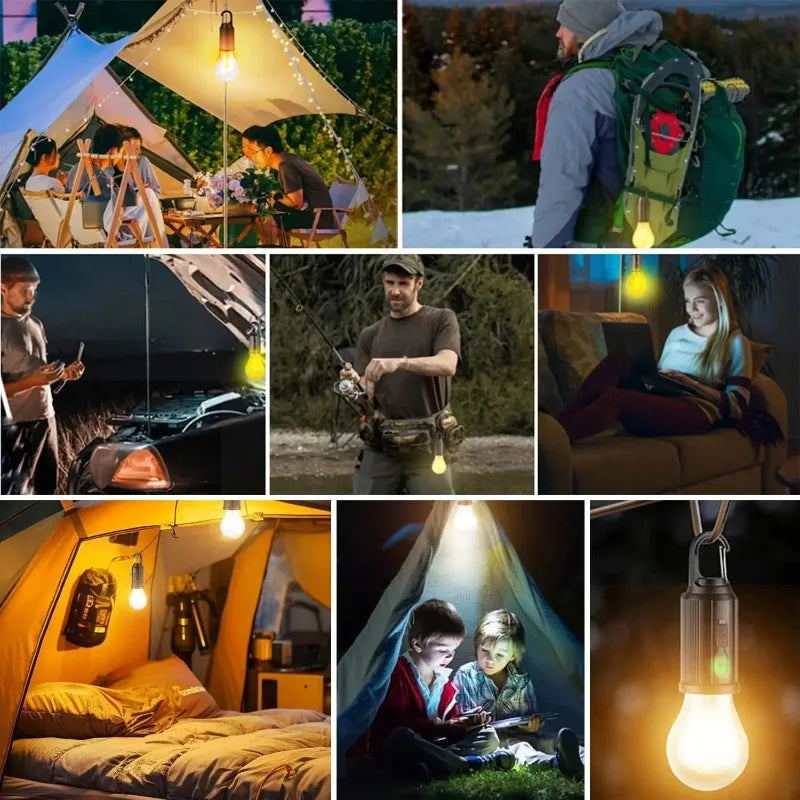 USB Rechargeable Outdoor  LED Lamp Bulbs High Brightness Emergency Light Hook Up Camping Fishing Portable Lantern Night Lights