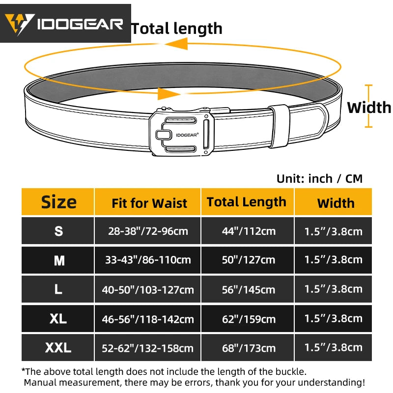 IDOGEAR SPORTS Tactical Ratchet Belt 1.5” EDC & CCW Gun Belt For Men Reinforce 1000D Nylon Belt with Adjustable Quick-Release 3447